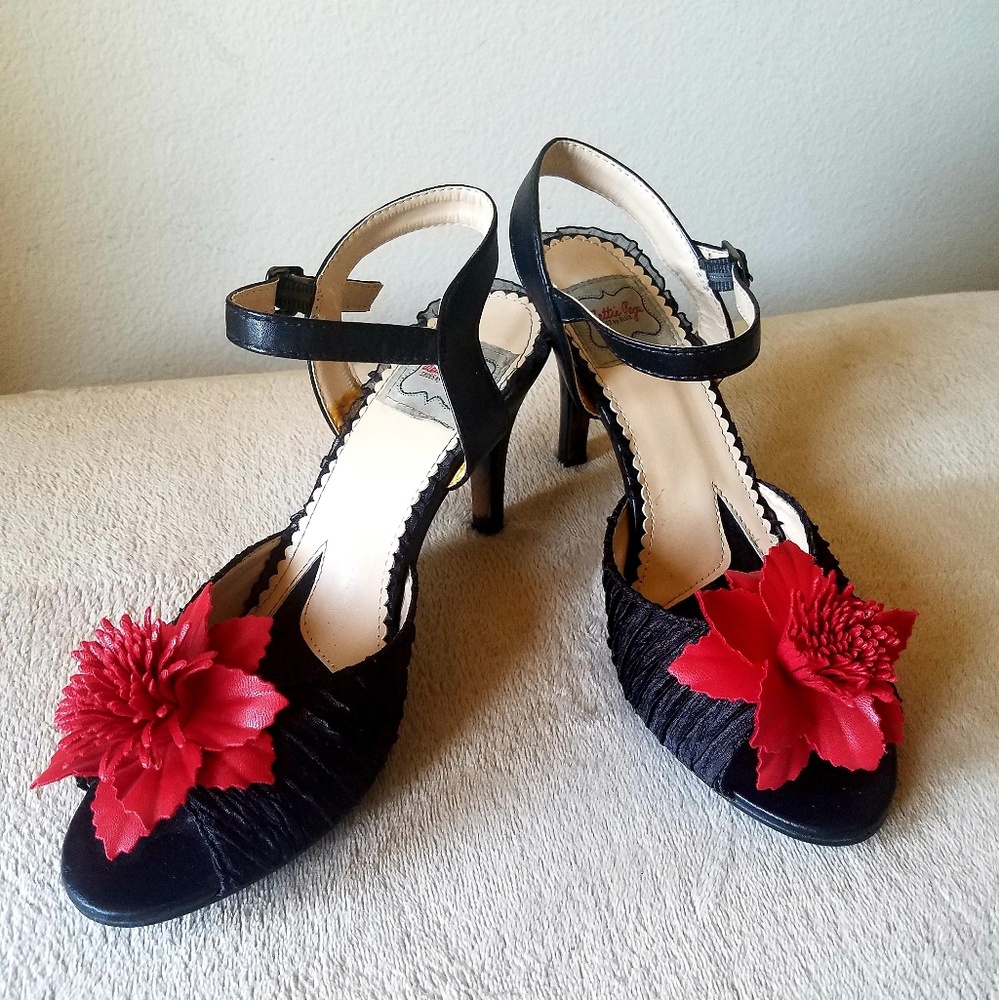 Bettie Page Black Strappy Sandals